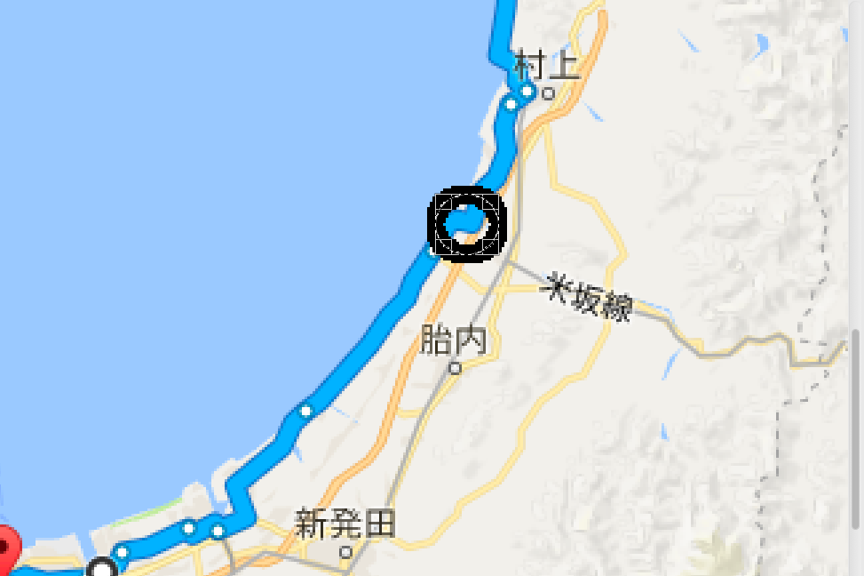 海沿いをゆったり走るならこの辺りから曲がるGoogleMap