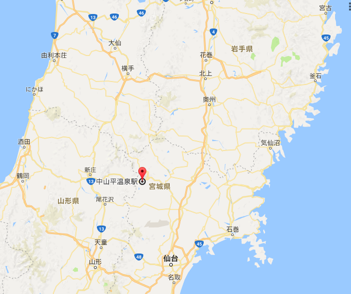 宮城県境にある下呂温泉探しのGoogleMap